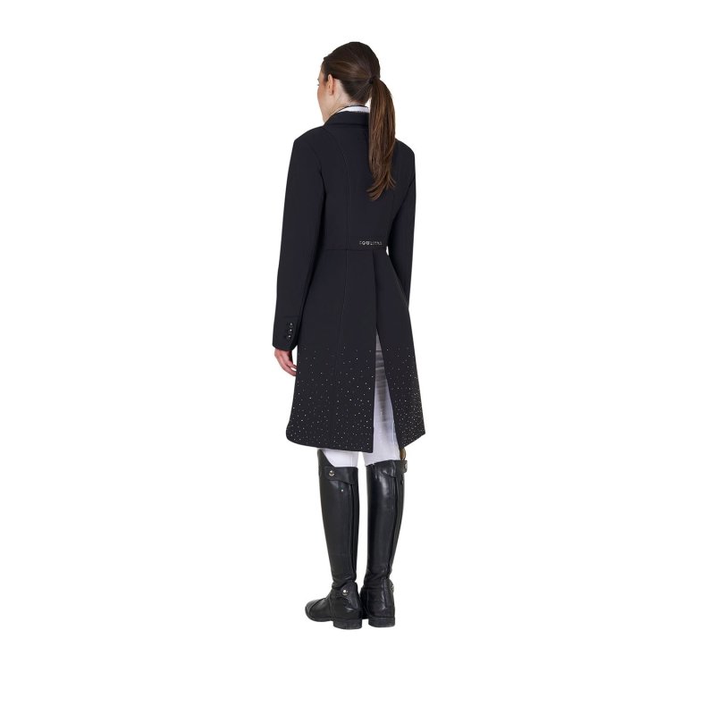 Equestro Frac donna in tessuto tecnico con strass - Nero