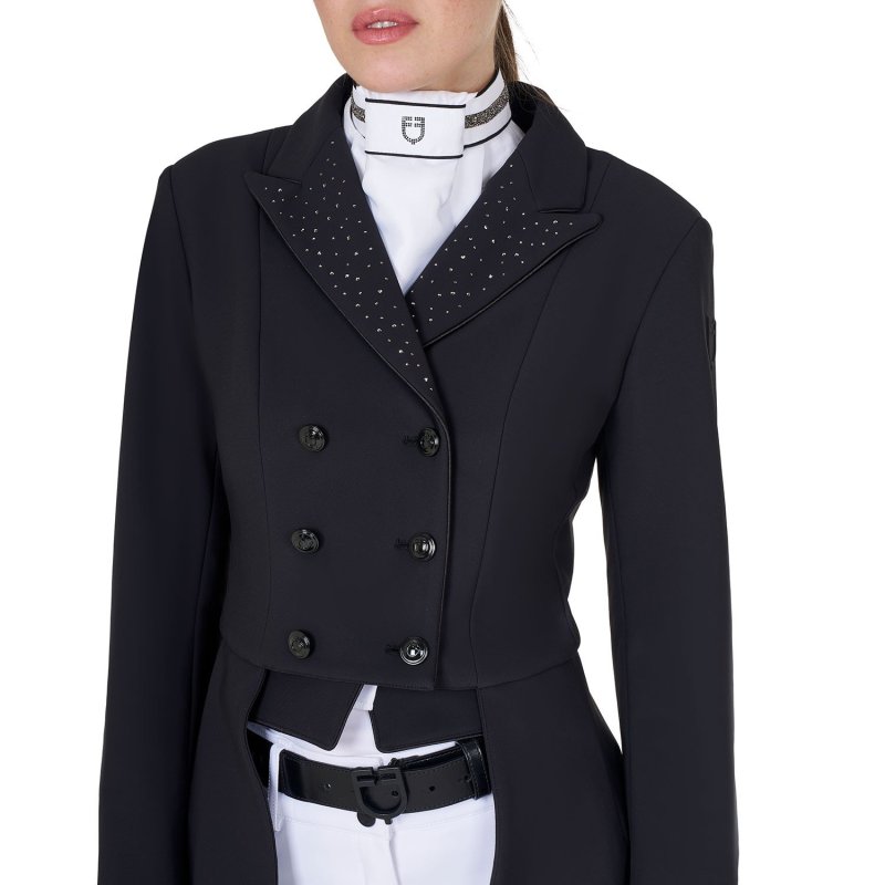 Equestro Frac donna in tessuto tecnico con strass - Nero