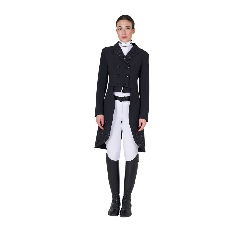 Equestro Frac donna in tessuto tecnico con strass - Nero