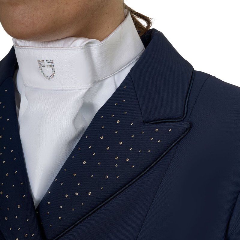 Equestro Frac donna in tessuto tecnico con strass - Blu navy