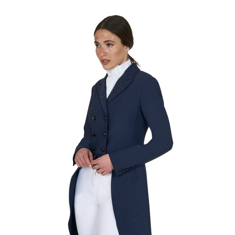 Equestro Frac donna in tessuto tecnico con strass - Blu navy