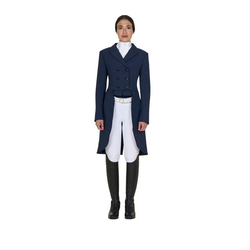 Equestro Frac donna in tessuto tecnico con strass - Blu navy