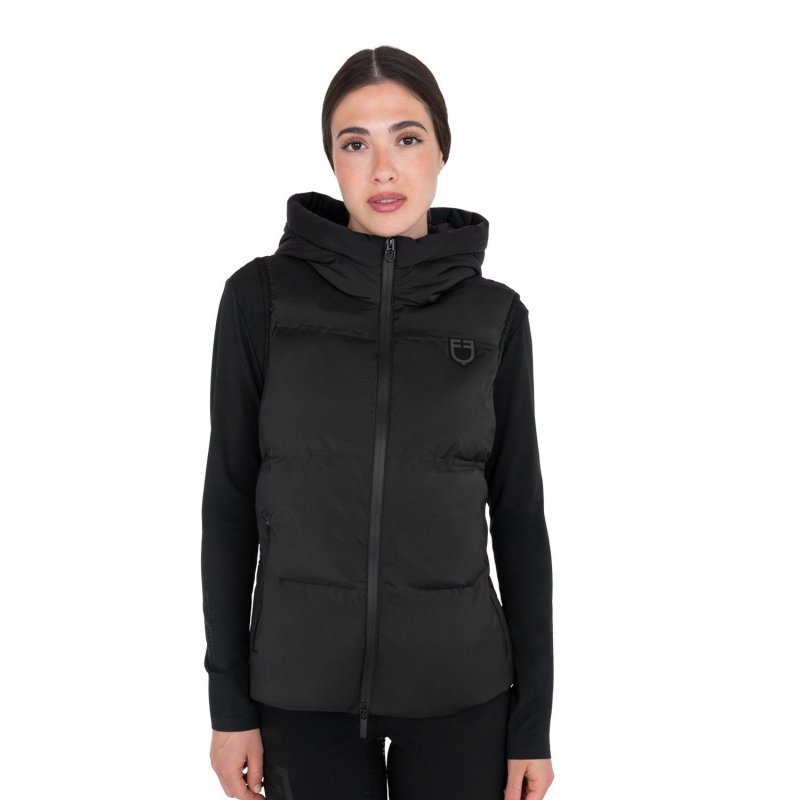 Equestro Smanicato tecnico donna con cappuccio Ridertechnology 2.0 - Nero