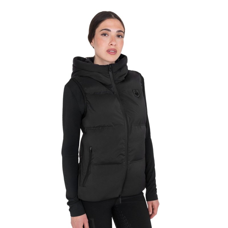 Equestro Smanicato tecnico donna con cappuccio Ridertechnology 2.0 - Nero