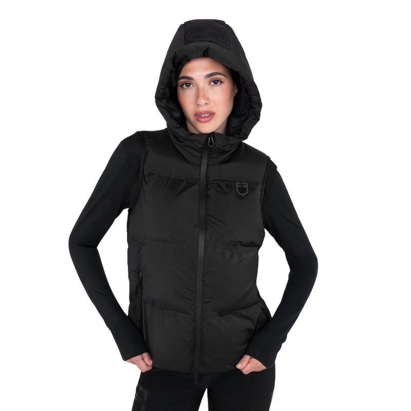 Equestro Smanicato tecnico donna con cappuccio Ridertechnology 2.0 - Nero