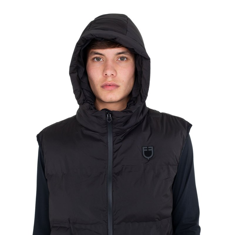 Equestro Smanicato tecnico uomo con cappuccio Ridertechnology 2.0 - Nero