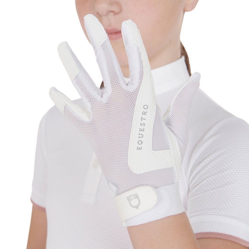 Equestro Guanti bambini in tessuto tecnico - Bianco