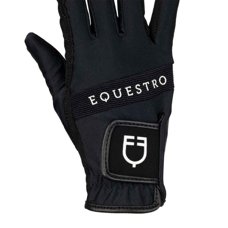 Equestro Guanti in tessuto tecnico con logo multicolor - Nero