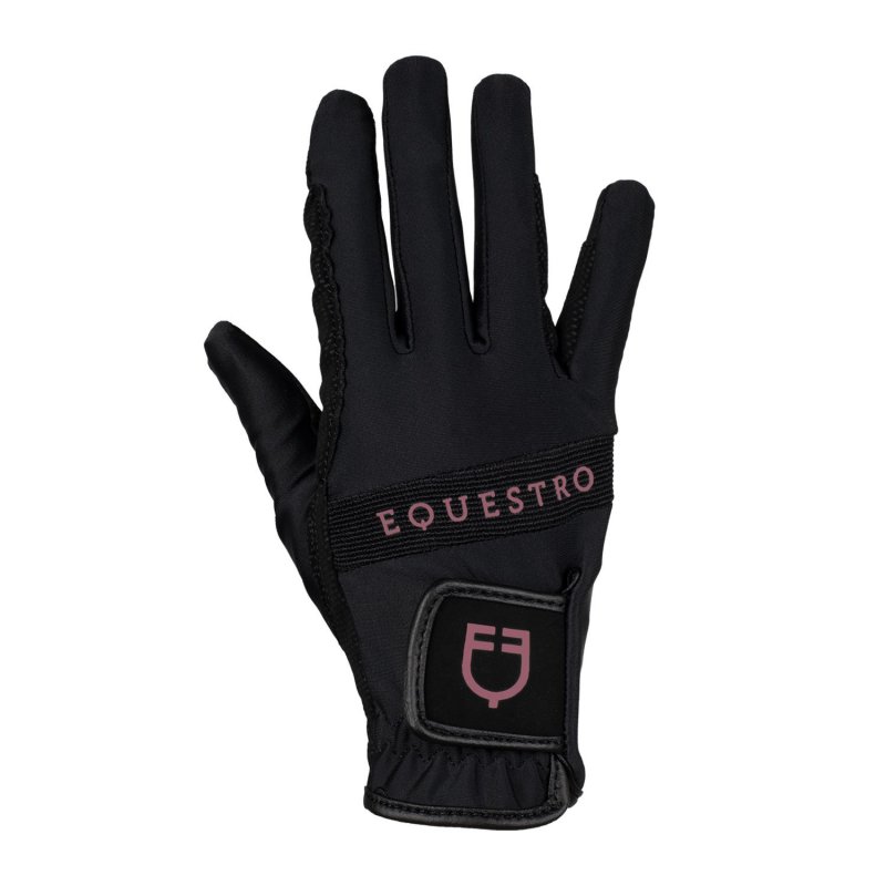 Equestro Guanti in tessuto tecnico con logo multicolor - Nero