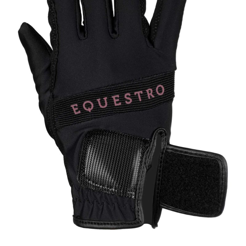 Equestro Guanti in tessuto tecnico con logo multicolor - Nero