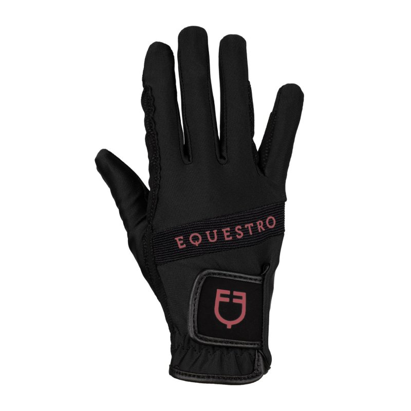Equestro Guanti in tessuto tecnico con logo multicolor - Nero