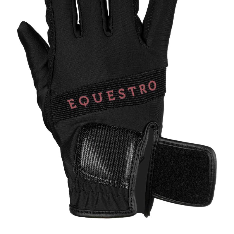 Equestro Guanti in tessuto tecnico con logo multicolor - Nero
