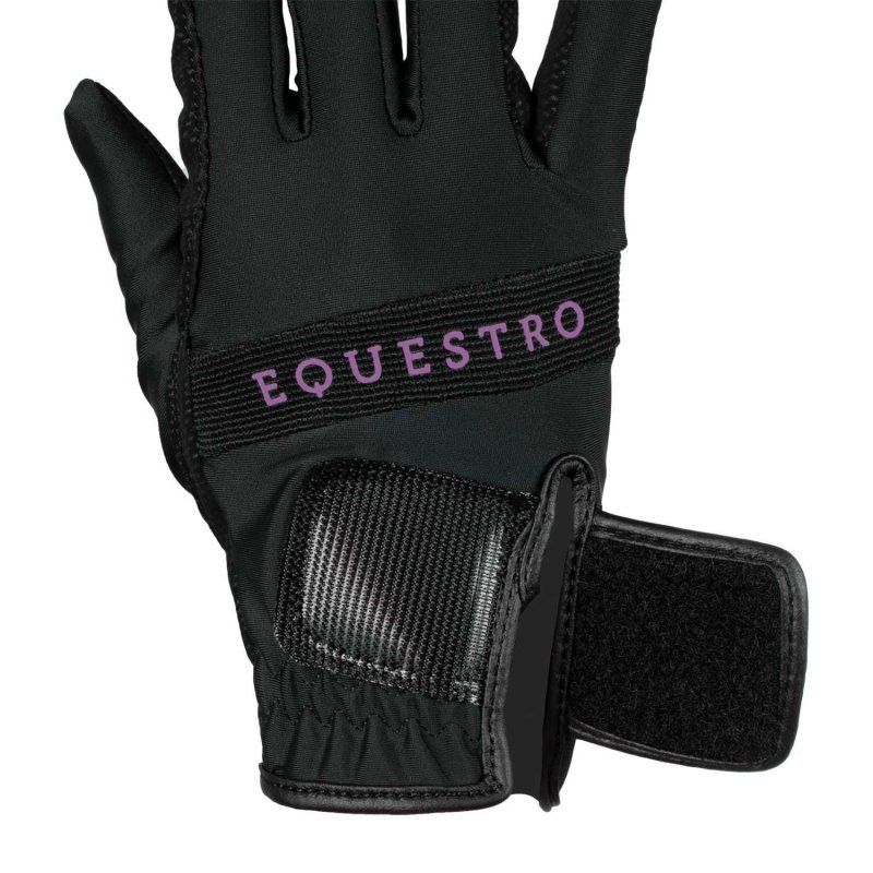 Equestro Guanti in tessuto tecnico con logo multicolor - Nero