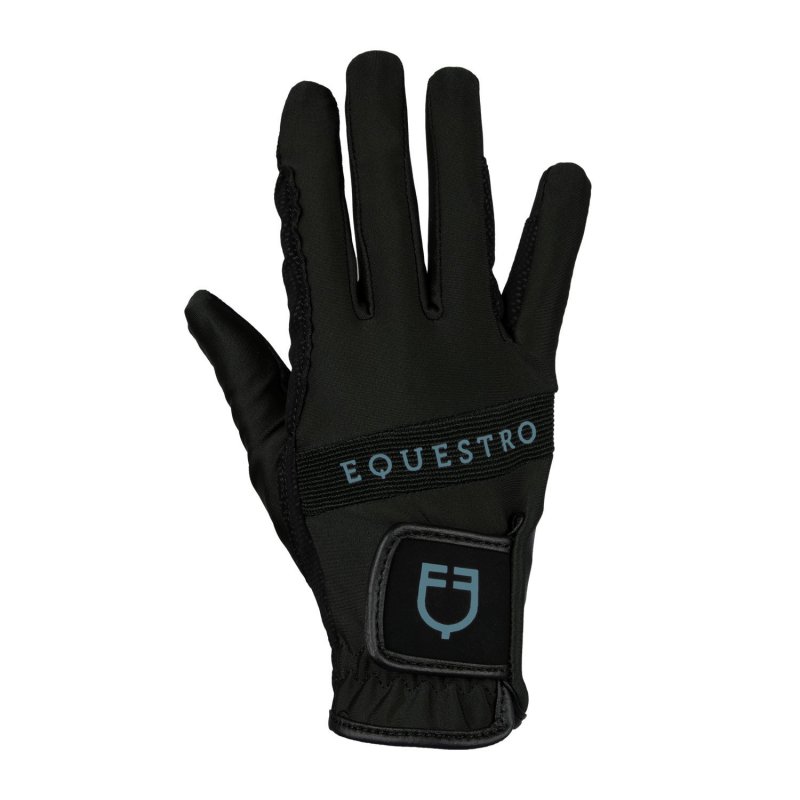 Equestro Guanti in tessuto tecnico con logo multicolor - Nero