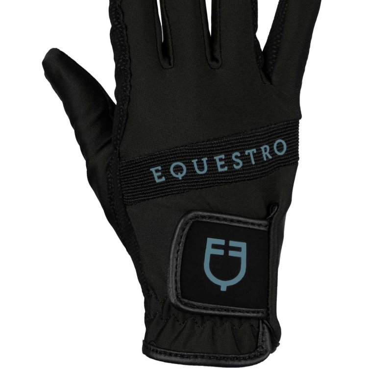 Equestro Guanti in tessuto tecnico con logo multicolor - Nero