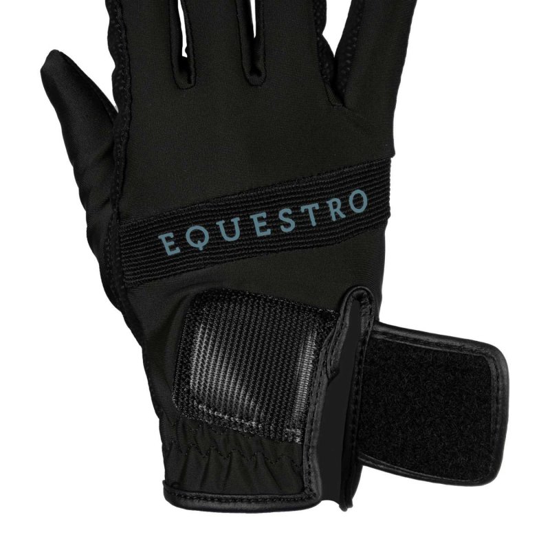 Equestro Guanti in tessuto tecnico con logo multicolor - Nero