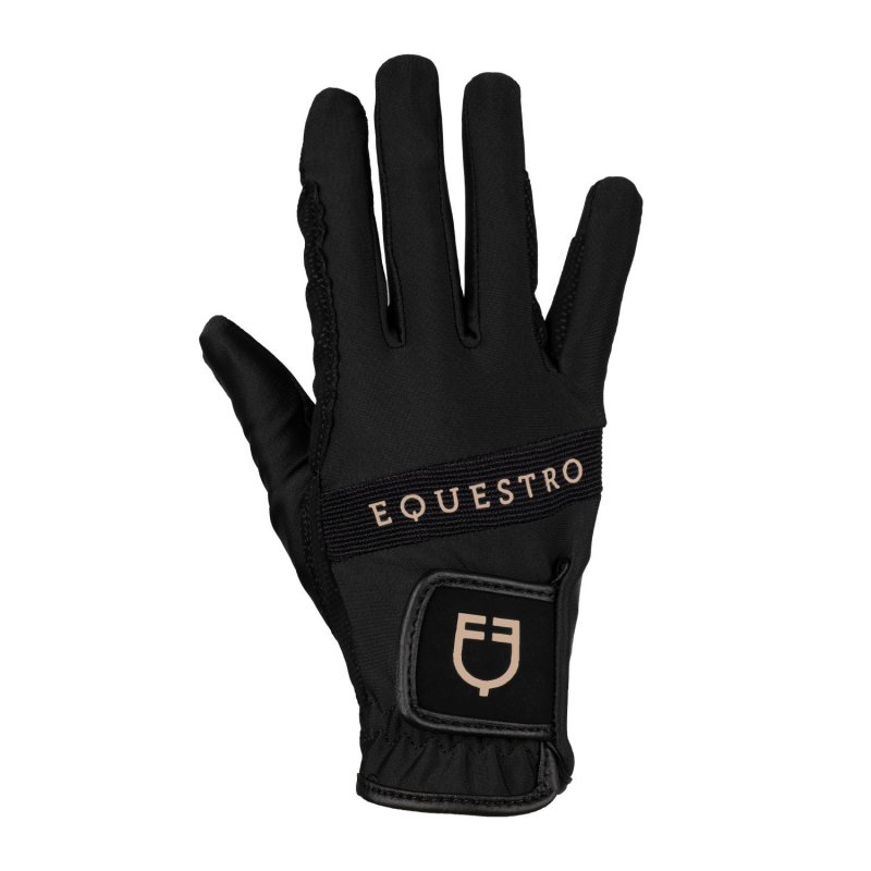 Equestro Guanti in tessuto tecnico con logo multicolor - Nero