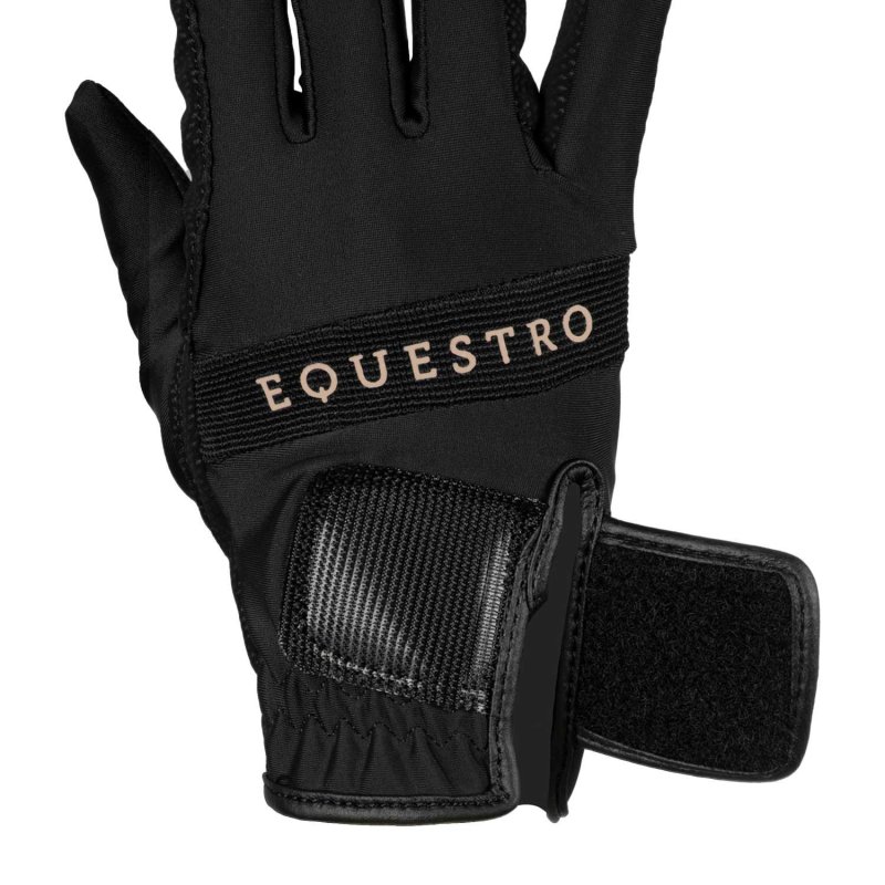 Equestro Guanti in tessuto tecnico con logo multicolor - Nero