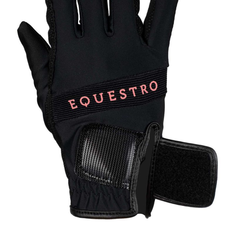 Equestro Guanti in tessuto tecnico con logo multicolor - Nero