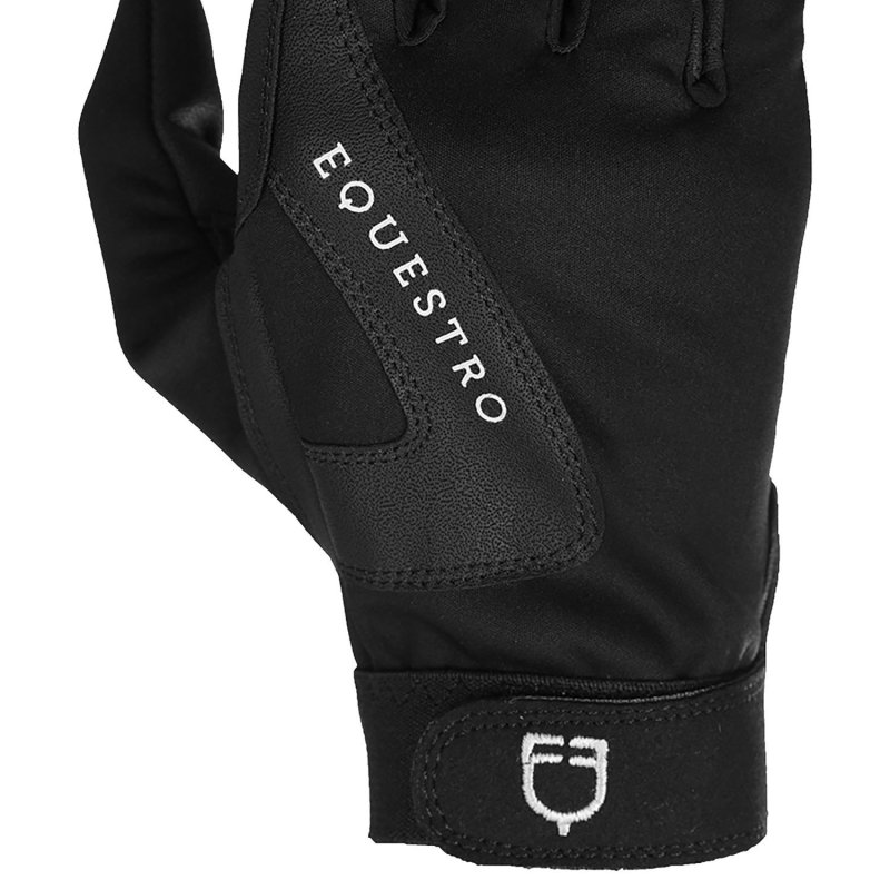 Equestro Guanti in tessuto tecnico con rivestimento in pile - Nero