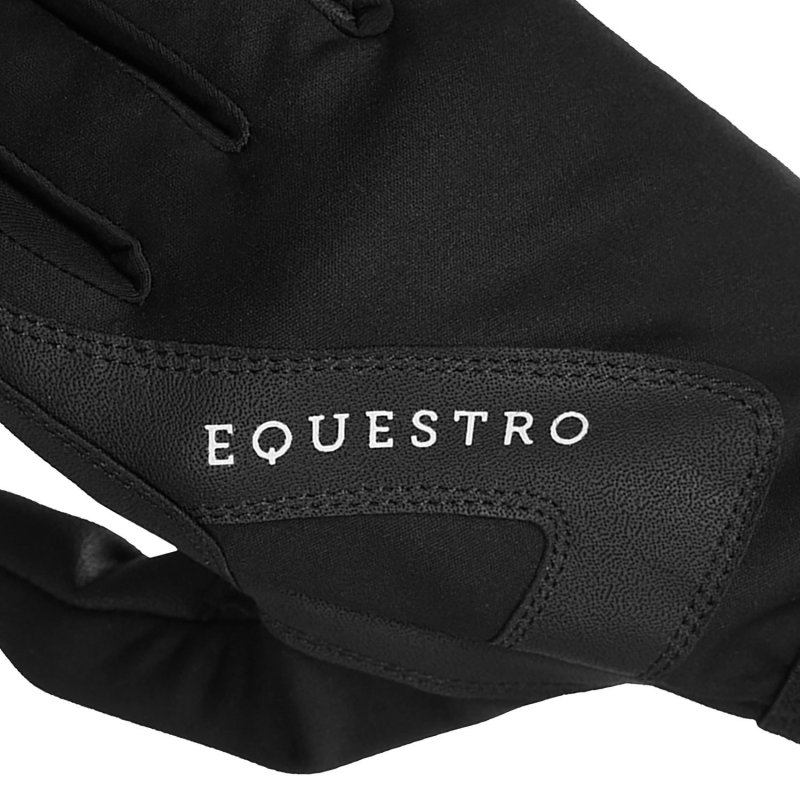 Equestro Guanti in tessuto tecnico con rivestimento in pile - Nero