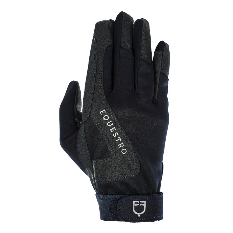 Equestro Guanti in tessuto tecnico con rivestimento in pile - Blu navy