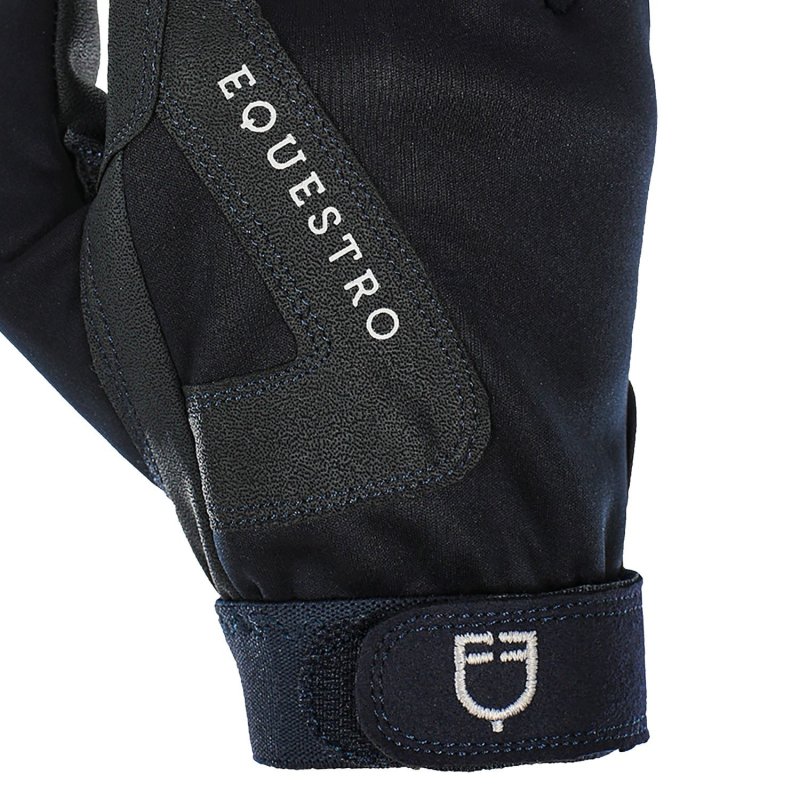 Equestro Guanti in tessuto tecnico con rivestimento in pile - Blu navy
