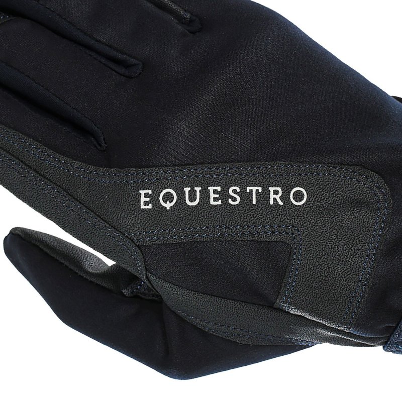 Equestro Guanti in tessuto tecnico con rivestimento in pile - Blu navy