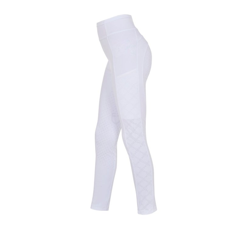 Equestro Leggings bambina con decorazioni perforate - Bianco