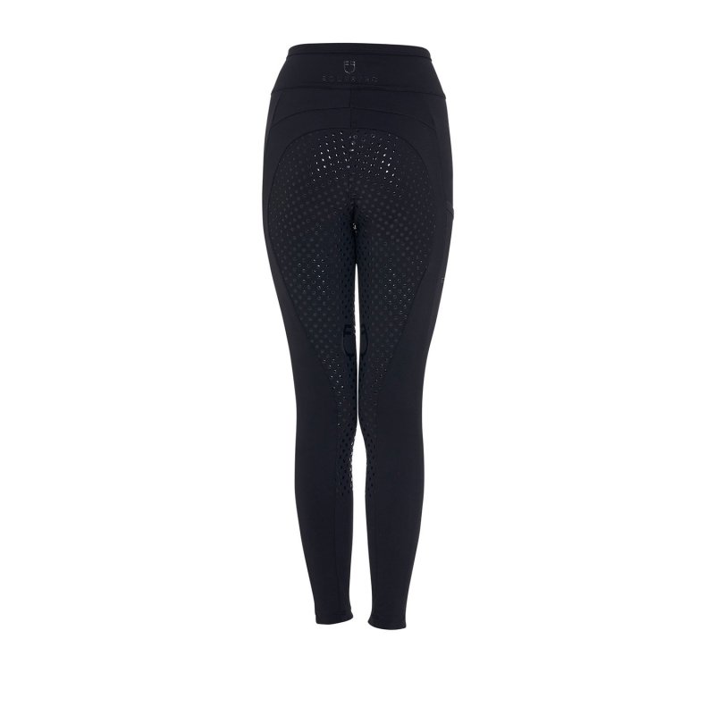 Equestro Leggings bambina con decorazioni perforate - Nero