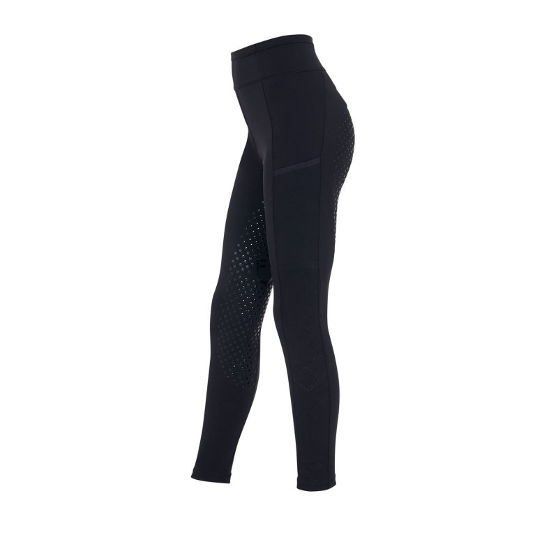 Equestro Leggings bambina con decorazioni perforate - Nero