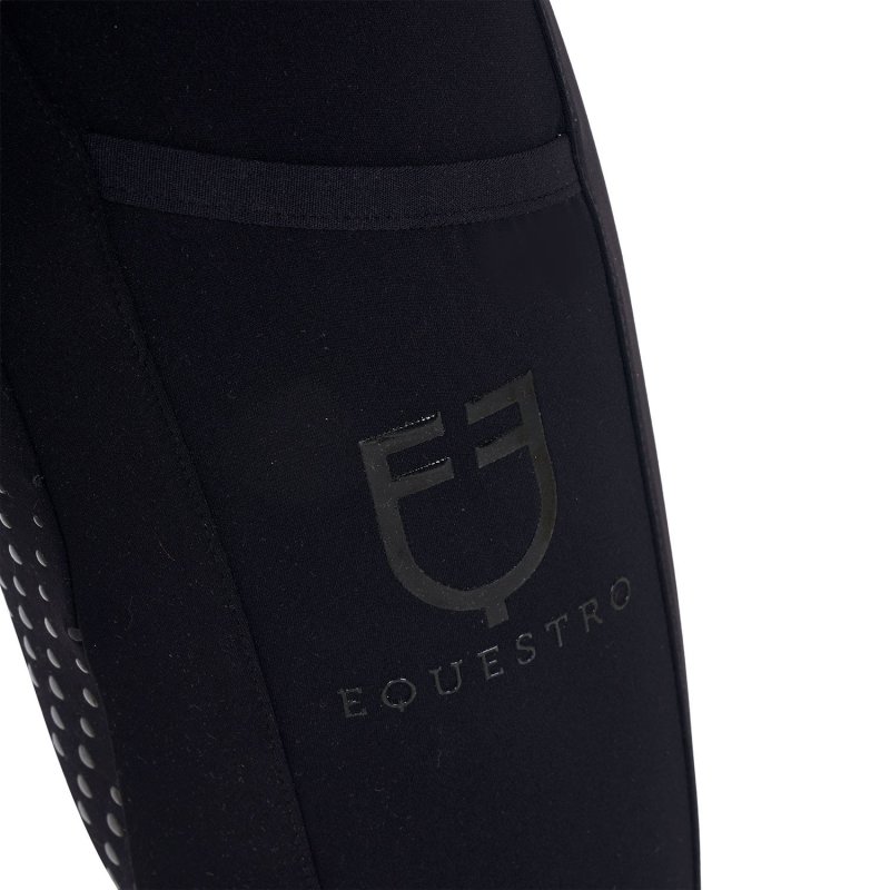 Equestro Leggings bambina con decorazioni perforate - Nero