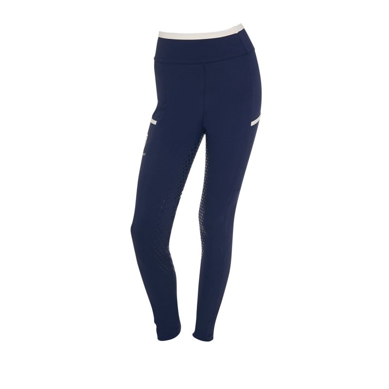 Equestro Leggings bambina con decorazioni perforate - Blu navy