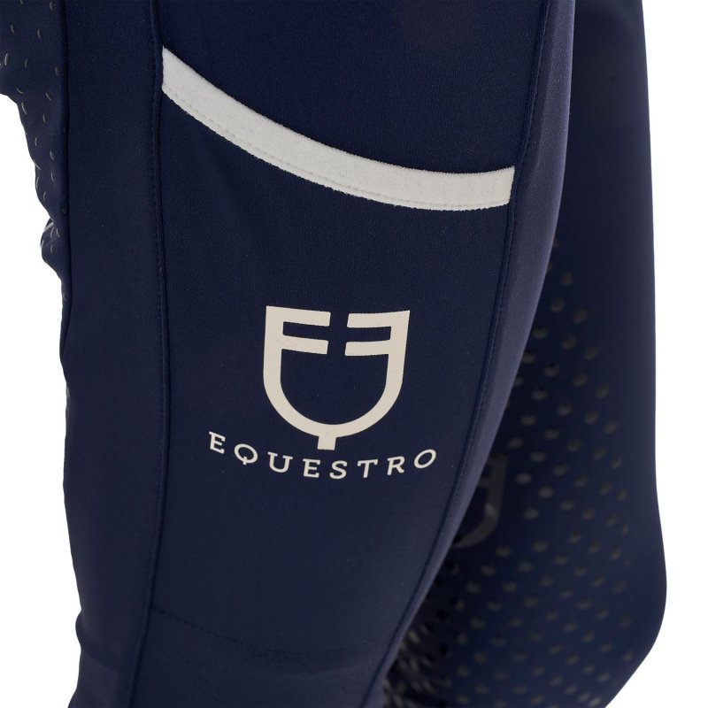 Equestro Leggings bambina con decorazioni perforate - Blu navy