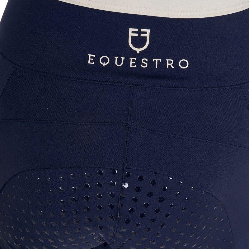 Equestro Leggings bambina con decorazioni perforate - Blu navy