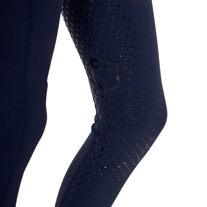 Equestro Leggings bambina con decorazioni perforate - Blu navy