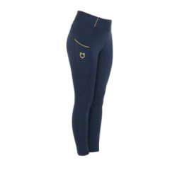 Equestro Leggings bambina slim fit grip con logo - Blu navy