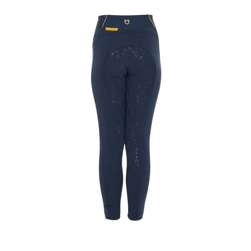 Equestro Leggings bambina slim fit grip con logo - Blu navy