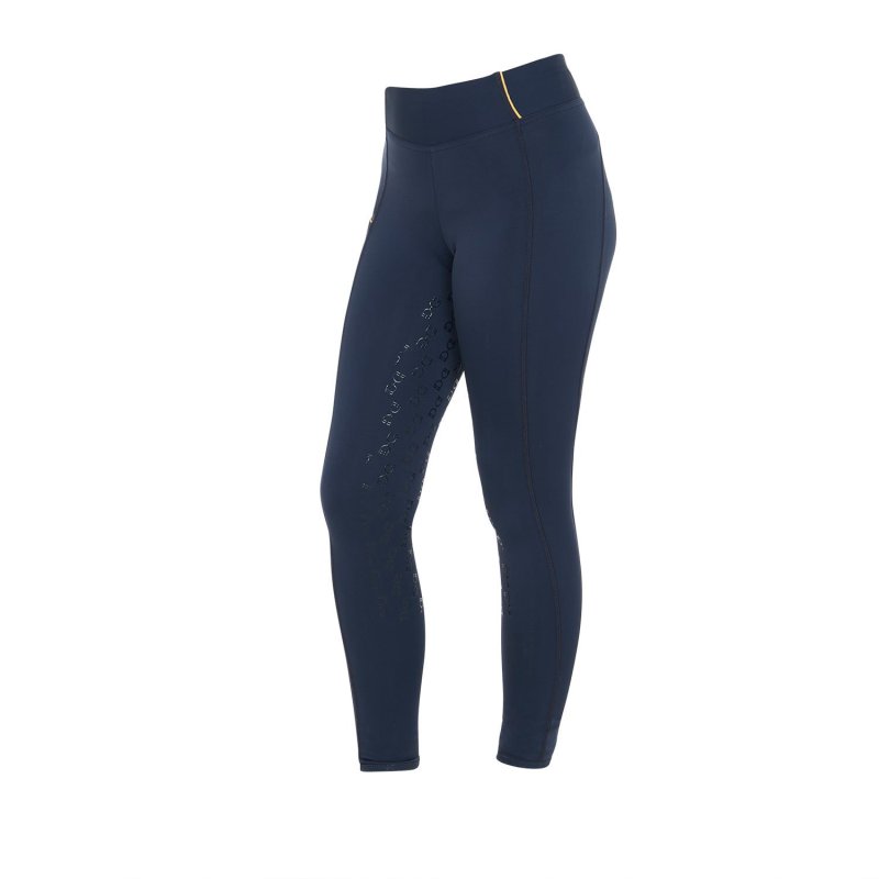 Equestro Leggings bambina slim fit grip con logo - Blu navy