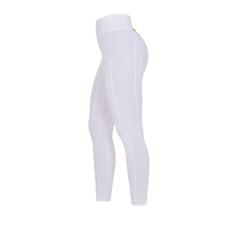 Equestro Leggings bambina slim fit grip con logo - Bianco