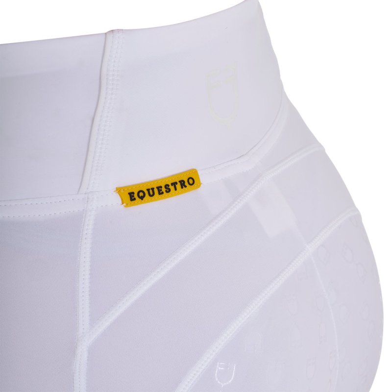 Equestro Leggings bambina slim fit grip con logo - Bianco