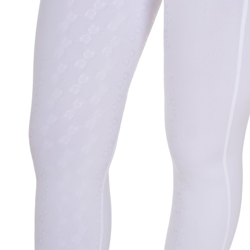 Equestro Leggings bambina slim fit grip con logo - Bianco