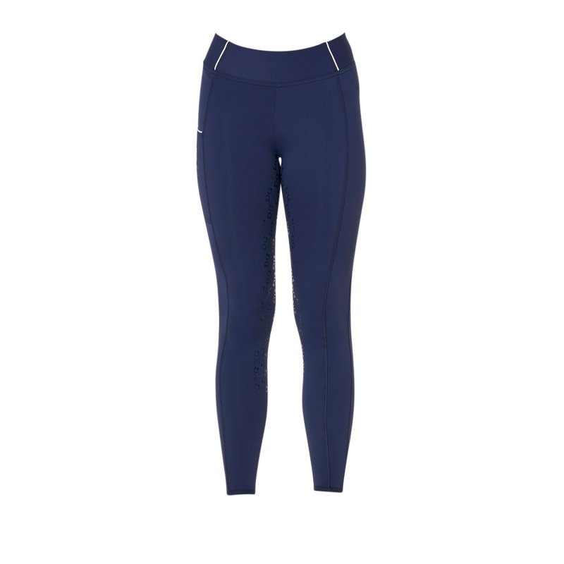 Equestro Leggings bambina slim fit grip con logo - Blu navy