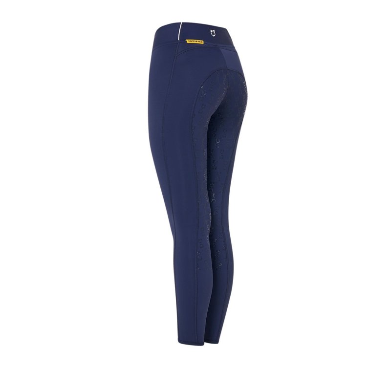 Equestro Leggings bambina slim fit grip con logo - Blu navy