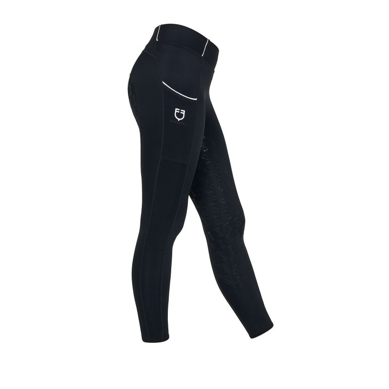 Equestro Leggings bambina slim fit grip con logo - Nero