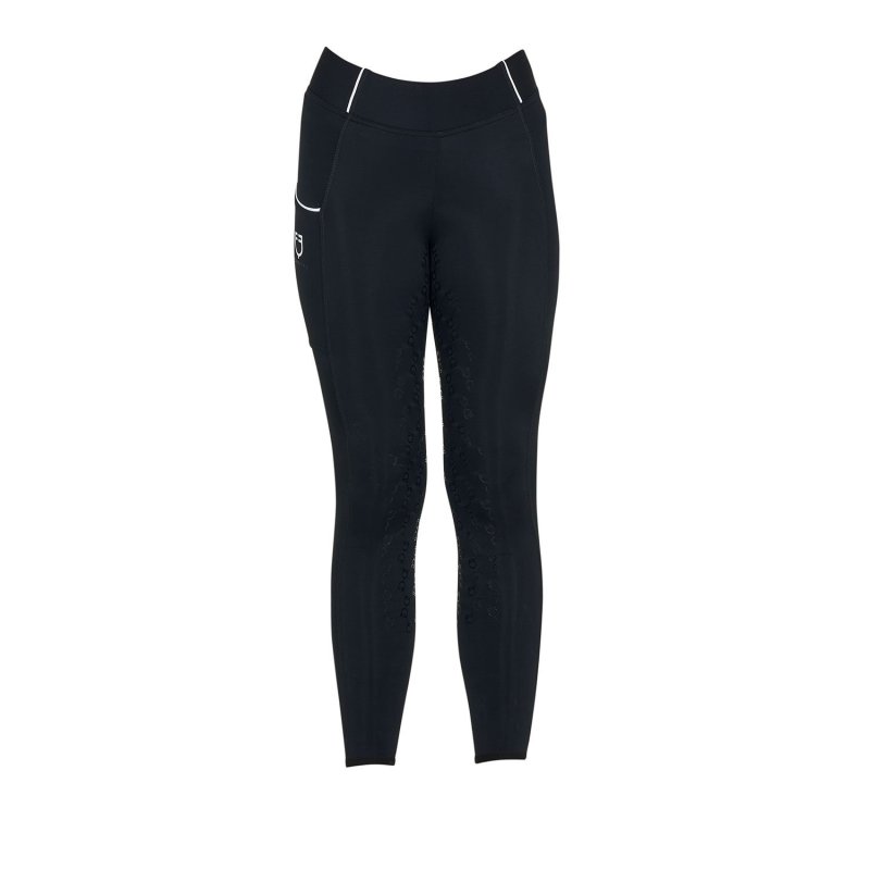 Equestro Leggings bambina slim fit grip con logo - Nero