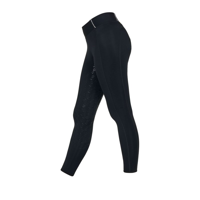 Equestro Leggings bambina slim fit grip con logo - Nero