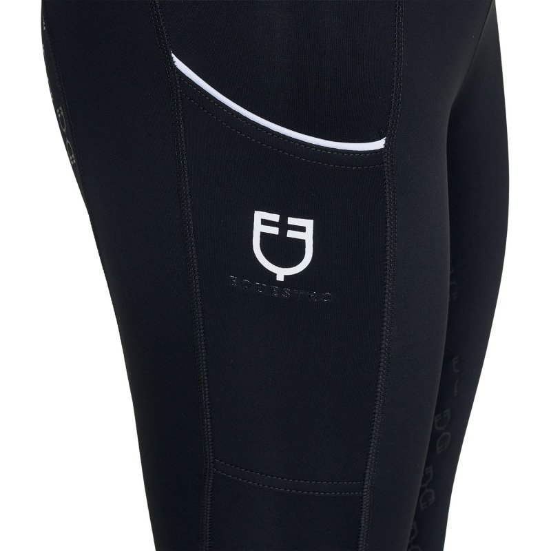 Equestro Leggings bambina slim fit grip con logo - Nero