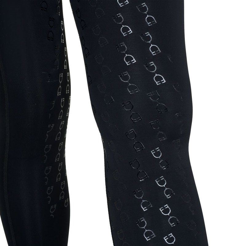 Equestro Leggings bambina slim fit grip con logo - Nero