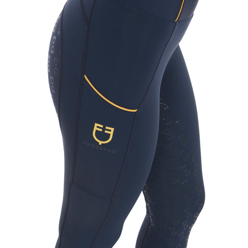 Equestro Leggings da donna con fodera in pile - Blu navy